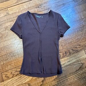 Abercrombie brown ribbed tee
